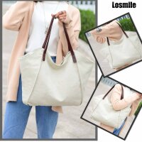 LOSMILE womens handbag hobo shopper beige, versatile, durable, ideal for the beach and everyday use.