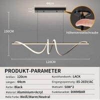 Mikeru, 120cm, pendant light, dimmable 10%-100%,...