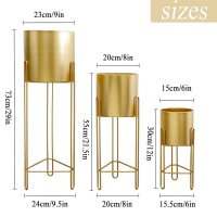 TRIROCKS 3er-Set Pflanzgefäße Gold, Blumentöpfe, modern, für Zimmerpflanzen, 73, 55, 30 cm, Outdoor, Deko für Balkon, Garten, Terrasse.