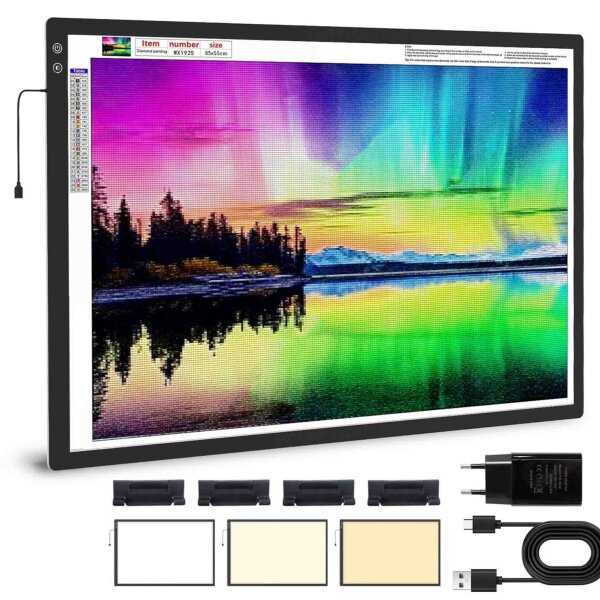 elice Wiederaufladbare A1 Leuchttisch, 6000mAh, 3-Farben-Lichtmodi, 5-stufige Helligkeit, ideal für Diamond Painting und Zeichnen
