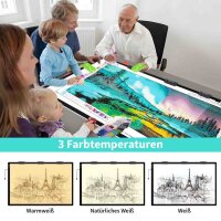 elice Wiederaufladbare A1 Leuchttisch, 6000mAh, 3-Farben-Lichtmodi, 5-stufige Helligkeit, ideal für Diamond Painting und Zeichnen