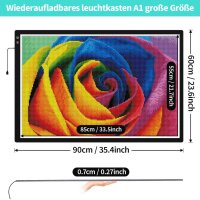 elice Wiederaufladbare A1 Leuchttisch, 6000mAh, 3-Farben-Lichtmodi, 5-stufige Helligkeit, ideal für Diamond Painting und Zeichnen