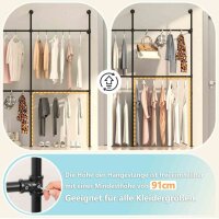 SMONTER Clothes Rack, Height Adjustable, Metal, Wall Mounted, 6 Grids for Wardrobe, Bedroom