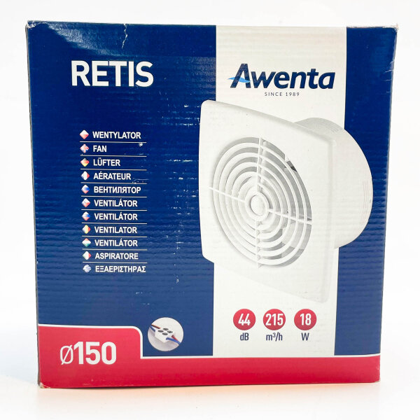 Vent Systems RETIS WR150, fan, Ø 150 mm, quiet, energy-efficient, ideal for bathrooms and kitchens