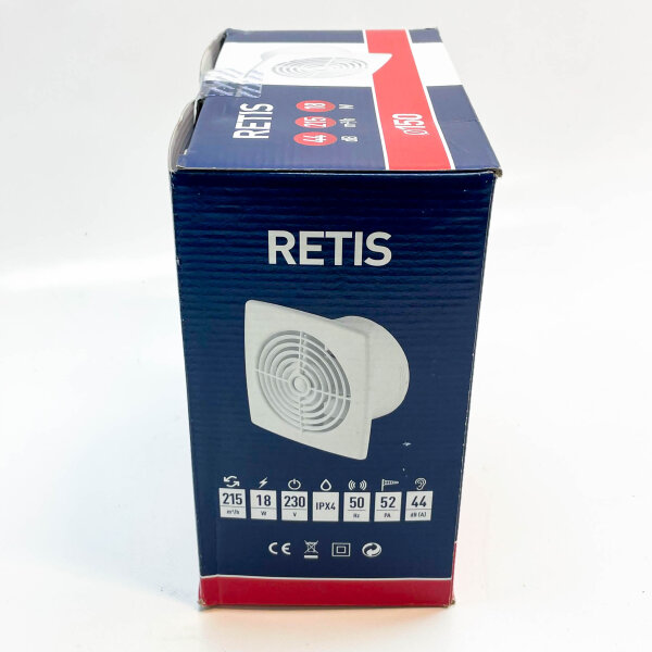 Vent Systems RETIS WR150, fan, Ø 150 mm, quiet, energy-efficient, ideal for bathrooms and kitchens