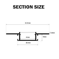 Aluminum profile 16x1m, aluminum drywall profile strip, anodized, for LED strips, including milky white cover and end caps