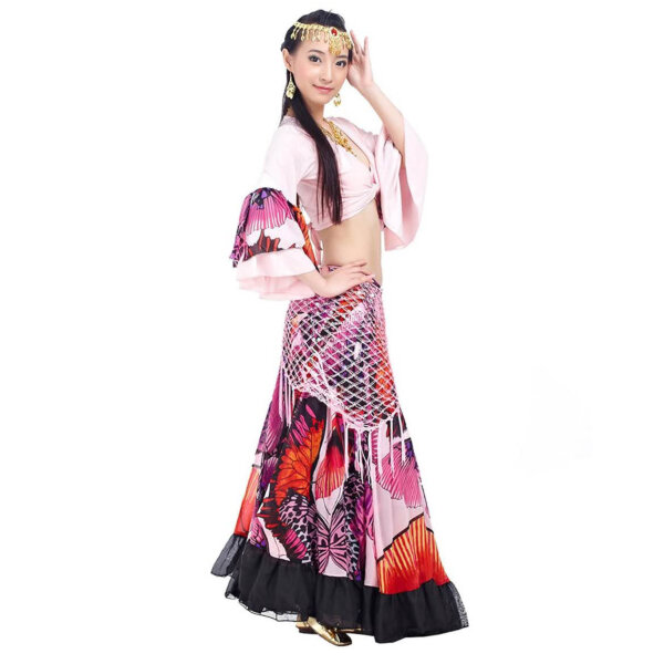 Astage Damen Maxi Rock 25 Yards Bauchtanz Tribal Gypsy Pink 720 Grad mit elastischem Bund und fließendem Stoff