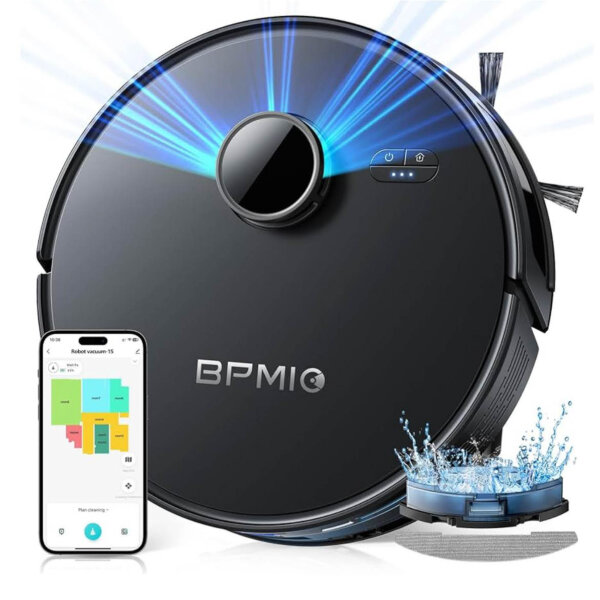 BPMIO Roboter 5000 Staubsauger 3 in 1 mit 360° Laser, für Böden und Tierhaare, inkl. Kratzer, effektives Mapping.