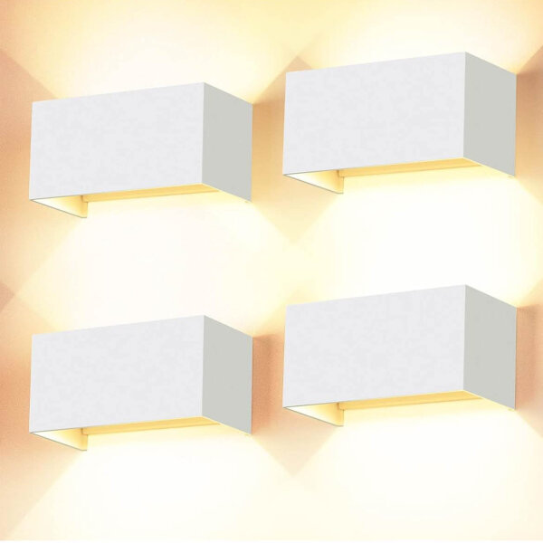 Cwycfw 4 Stück LED Wandleuchte 24W Innen/Außen Warmweiß 3000K IP65 Wasserdicht Auf und ab Lichtstrahl