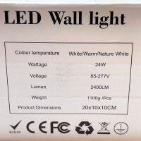 Cwycfw 4 Stück LED Wandleuchte 24W Innen/Außen Warmweiß 3000K IP65 Wasserdicht Auf und ab Lichtstrahl