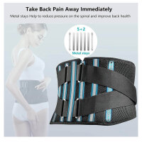 FREETOO Lumbar Support, Adjustable Back Brace, 7 Pack...