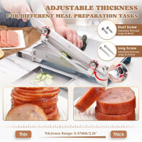 Moongiantgo KD0288, Manueller Rippen Fleischschneider, Doppelklinge, verstellbare Dicke, 270mm Klingenlänge, für Fleisch und Gemüse