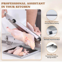 Moongiantgo KD0288, Manueller Rippen Fleischschneider, Doppelklinge, verstellbare Dicke, 270mm Klingenlänge, für Fleisch und Gemüse