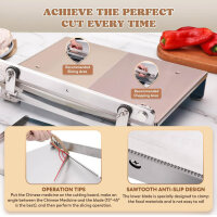 Moongiantgo KD0288, Manueller Rippen Fleischschneider, Doppelklinge, verstellbare Dicke, 270mm Klingenlänge, für Fleisch und Gemüse