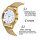 QIATKWH German speaking watch, gold shell, mens style, adjustable stainless steel bracelet, retractable, elegant.