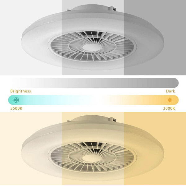 BKZO 60CM Deckenventilator mit LED, 24 Geschwindigkeiten, dimmbar, 3000-5500 K, ideal für Wohnräume und Büros.