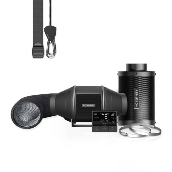 AC Infinity Air Filtration PRO Kit 100 mm, Inline-Ventilator, Temperatur Luftfeuchtigkeit VPD Controller mit WiFi-App-St
