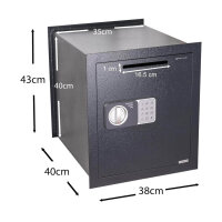 Genie Hand Wall Electronic Safe, Medium Safe Wardrobe, Combination Code, Key, B-Class Lock, Anti-Bounce System, Money Protection