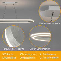 Mikeru 110CM LED Pendelleuchte silbergrau, dimmbar 3000K/4500K/6500K, Memory-Funktion, ideal für Kücheninseln