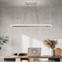 Mikeru 110CM LED Pendelleuchte silbergrau, dimmbar 3000K/4500K/6500K, Memory-Funktion, ideal für Kücheninseln