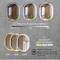 Sanitemodar LED Badspiegel 60x80cm, oval, mit...