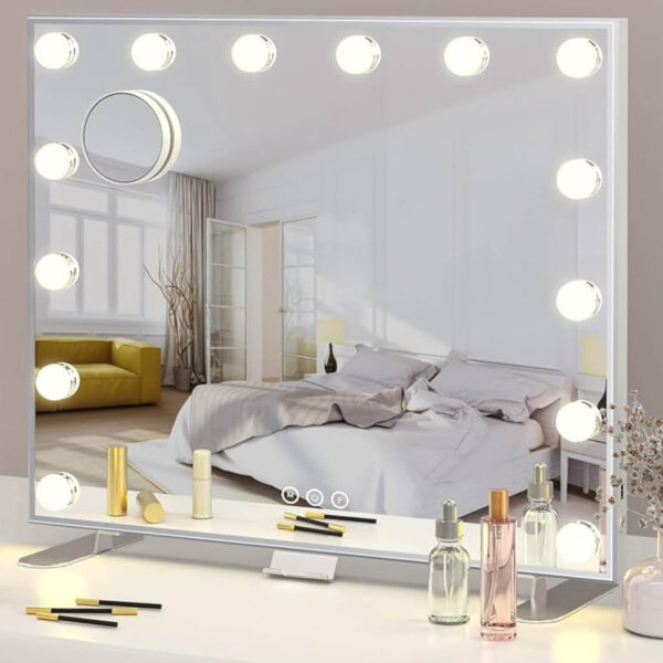 AddColor Hollywood Mirror, 60x18x52.3 cm, wall mirror, 14 LEDs, USB port, 3 lighting modes