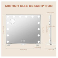 AddColor Hollywood Mirror, 60x18x52.3 cm, wall mirror, 14 LEDs, USB port, 3 lighting modes