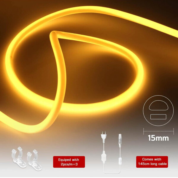 KSIBNW LED Strip 10M Neutral White IP65 Waterproof 320° Glow Flexible for Indoor & Outdoor Decoration