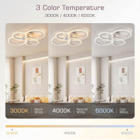 KSIBNW LED Ceiling Light 36W Dimmable Modern 4 Rings White Remote Control APP Control 2700K-6500K for Living Room Bedroom