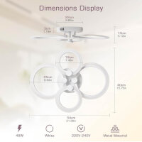 KSIBNW LED Ceiling Light 36W Dimmable Modern 4 Rings White Remote Control APP Control 2700K-6500K for Living Room Bedroom