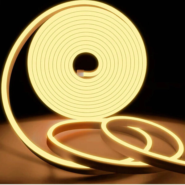 KSIBNW Neon LED Strip 10m Warm White 3000K Flexible IP65 Waterproof for Indoor and Outdoor DIY Decoration