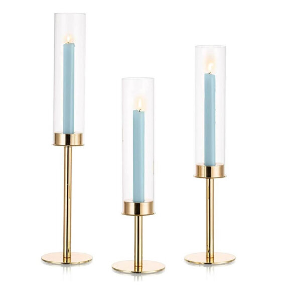 Inweder Tischhalter, Set von 18, Candelabrum, abnehmbares Glas, goldene Tischkerzen, elegant und dekorativ.