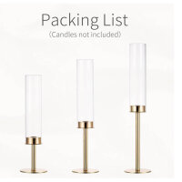 Inweder Tischhalter, Set von 18, Candelabrum, abnehmbares Glas, goldene Tischkerzen, elegant und dekorativ.