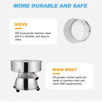 Yuchenengtech Elektrischer Sieb φ 300 mm Automatisch Vibration Edelstahl 1150 U/min 50W für Mehl/Granulat (mit Kratzer)