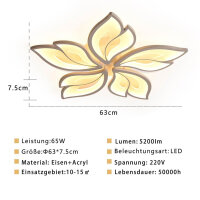 Smart ceiling light, living room lamp, LED ceiling light flower design, dimmable, 5 heads, APP control, compatible with Alexa and Google Home