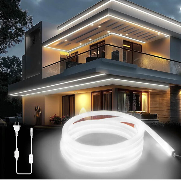 KSIBNW LED Strip 230V, Neon LED Strip 20M, IP65 waterproof, 320° glow, flexible for indoor and outdoor use, ideal for decoration and parties.