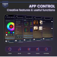 KSIBNW LED Neon Strip 5m RGBIC LED Strip IP65 Bluetooth Music Sync dimmable with remote control & app color change timer