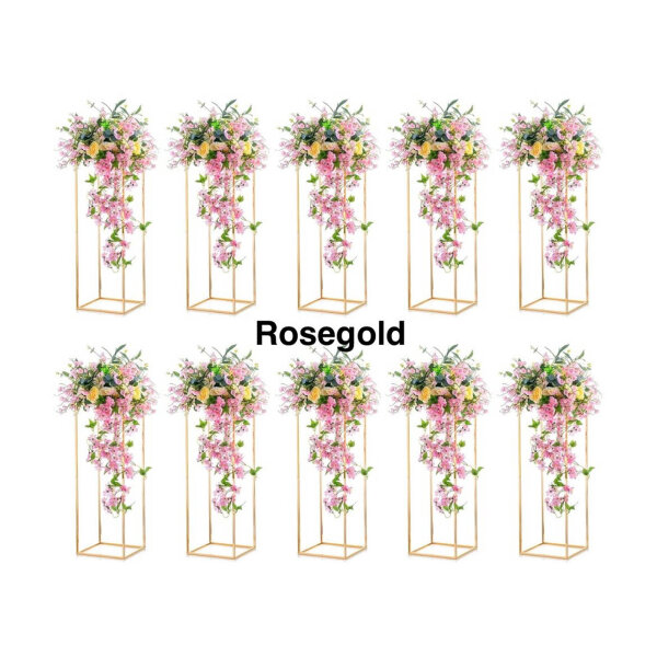 Nuptio 10 Stücke Hochzeitssäule Rosegold 60 cm Metall Geometrisch für Blumen Dekoration Hochzeiten Partys