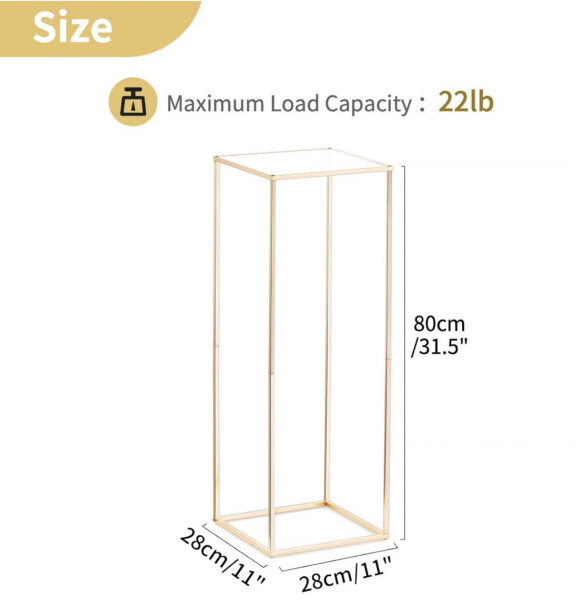 Nuptio 10 Pieces Wedding Column Rose Gold 60 cm Metal Geometric for Flower Decoration Weddings Parties