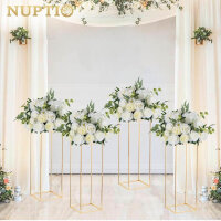 Nuptio 10 Stücke Hochzeitssäule Rosegold 60 cm Metall Geometrisch für Blumen Dekoration Hochzeiten Partys