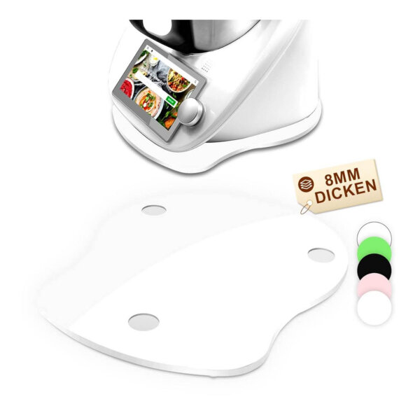 Gleitbrett Acryl, TM6, Zubehör, schnelles Bewegen für Thermomix, rutschfeste Unterlage, Weiß
