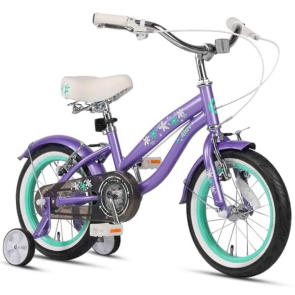 Glerc Freesia 16 inch childrens bike retro purple for 4-7 year old girls with stabilizers and kickstand
