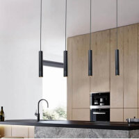 Ouglres Pendelleuchte, 4 Flammig, Hängelampe, Modern, Zylinder, Industrial, Vintage Holz, für Esstisch, Küche, Restaurant, Büro, Gu10