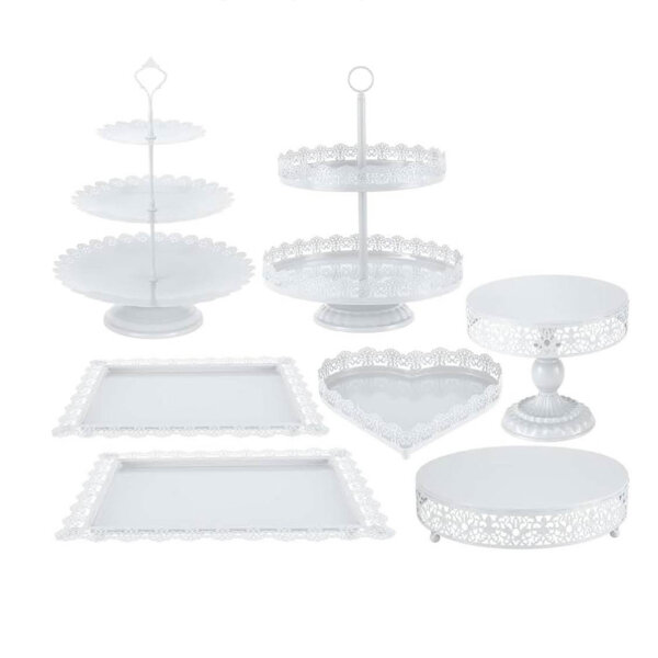 WOOLUCK® Tortenständer, 7 Stück, Dessert Display, weiß, ideal für Hochzeit, Geburtstag, Baby Dusche, feierliche Anlässe.