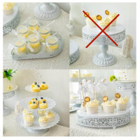 WOOLUCK® Cake Stand, 7 Pieces (1 Piece Missing), Dessert Display, White, for Wedding, Birthday, Baby Shower, Celebration