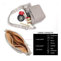 YISUOHOOM Handbag Women Medium Shoulder Bag Gray, Crossbody Bag, Multiple Compartments