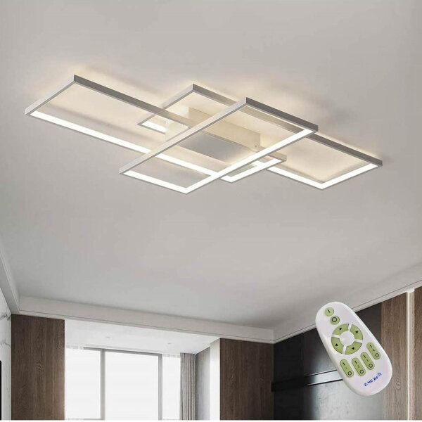 Diossad Dimmbar Deckenleuchte LED, Rechteckig, 2700K-6500K, Fernbedienung, Memory-Funktion, ideal für Schlafzimmer und Wohnzimmer.