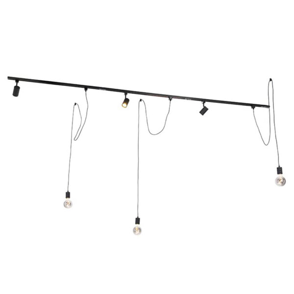 QAZQA - Modern track system complete set, 3-light, ceiling spotlight, stylish spotlight, ideal for targeted lighting.