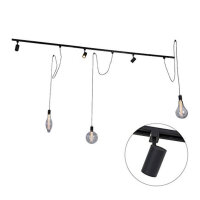 QAZQA - Modern track system complete set, 3-light, ceiling spotlight, stylish spotlight, ideal for targeted lighting.