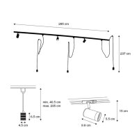 QAZQA - Modern track system complete set, 3-light, ceiling spotlight, stylish spotlight, ideal for targeted lighting.